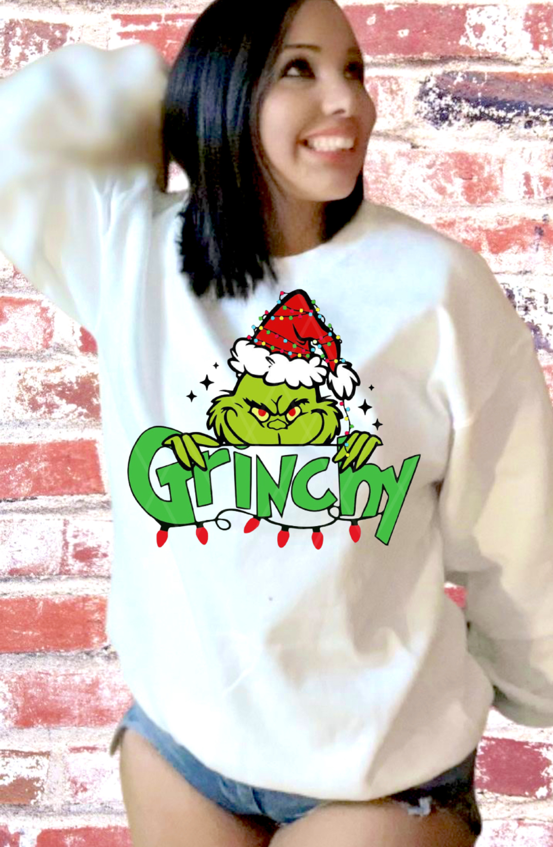 Back and front feeling extra grinchy sweatshirt