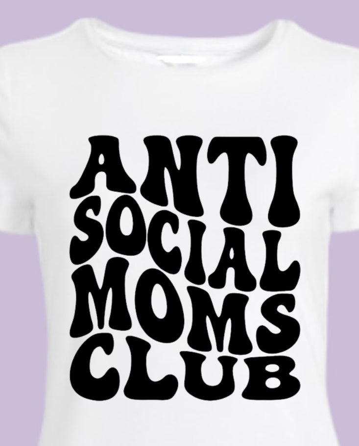 Antisocial Moms Club white T-shirt