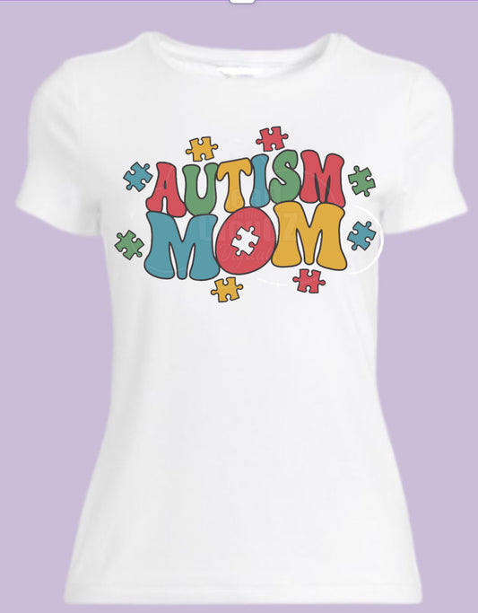 Autism Mom white T-shirt